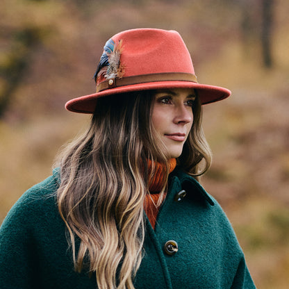 Sombrero Fedora impermeable de fieltro de lana de Failsworth - Rojizo