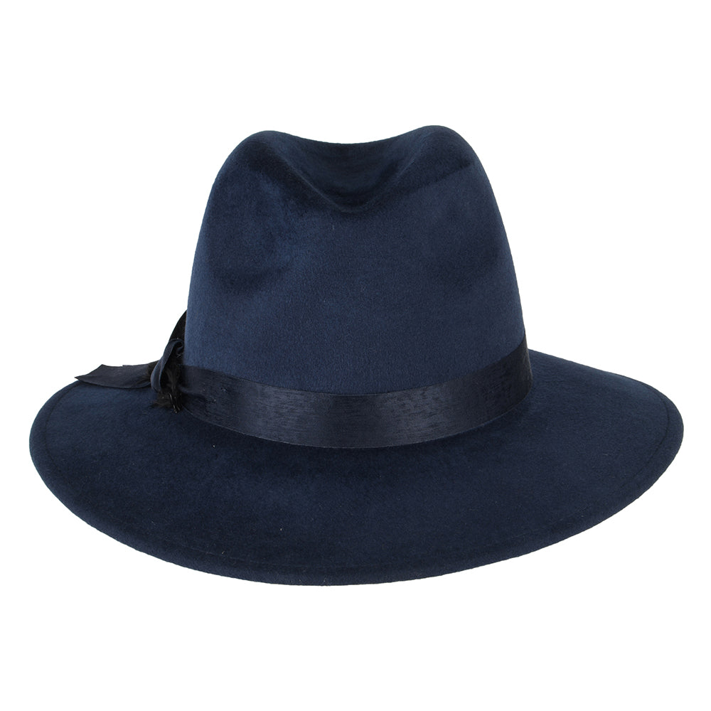 Sombrero Fedora impermeable de fieltro de lana con pluma de Failsworth - Azul Marino