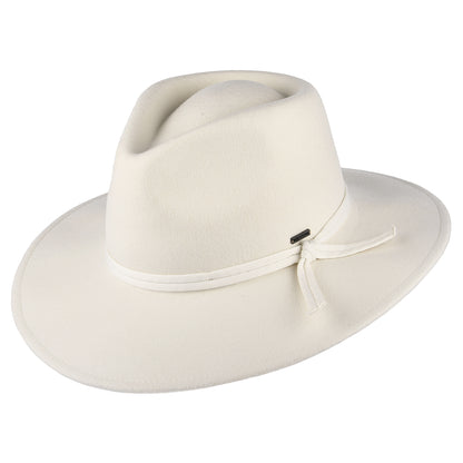 Sombrero Fedora Joanna plegable de fieltro de lana de Brixton - Blanco Roto