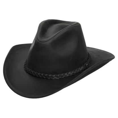 Sombrero Cowboy de cuero de búfalo de Jaxon & James - Negro