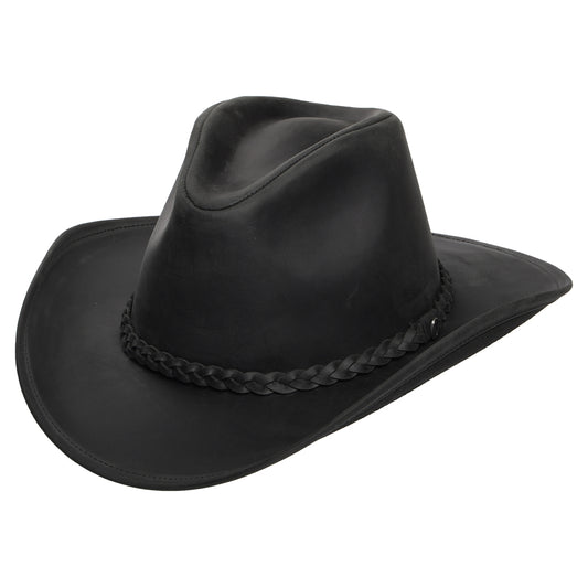 Sombrero Cowboy de cuero de búfalo de Jaxon & James - Negro