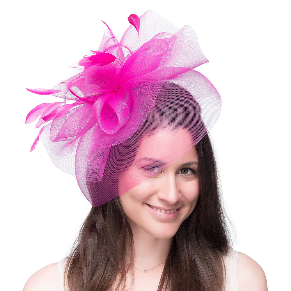 Tocado Joanne velo de Jane Anne Designs - Fucsia
