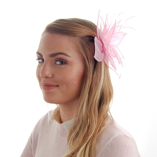 Tocado Lily Clip-On de organza de Failsworth - Rosa Claro