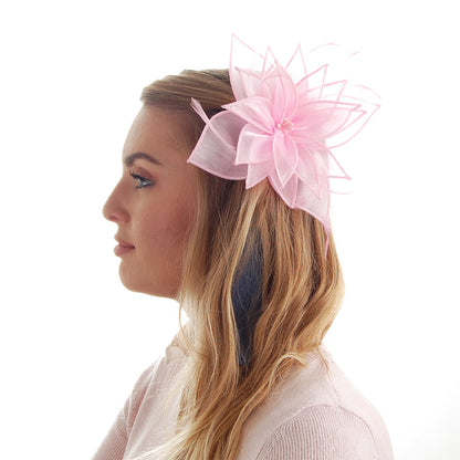 Tocado Lily Clip-On de organza de Failsworth - Rosa Claro
