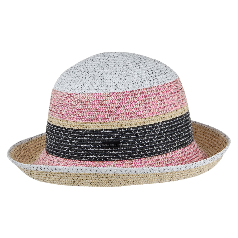 Sombrero Catherine a rayas de Betmar - Natural-Rosa