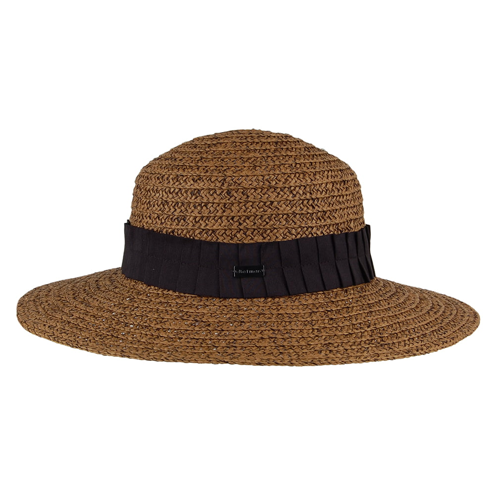 Sombrero Boater Marie de ala ancha de Betmar - Beige Arena