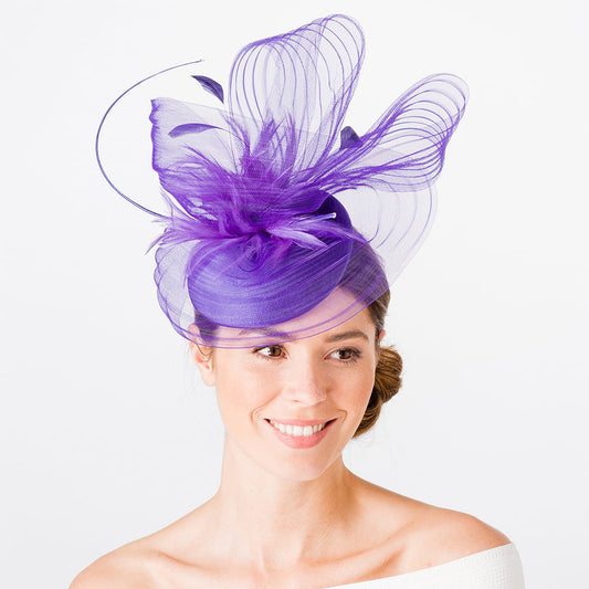 Tocado Pillbox Aubrey de Tulle de Failsworth - Morado