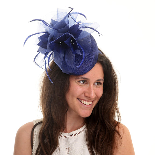 Tocado Pillbox Dahlia de Jane Anne Designs - Azul Cobalto