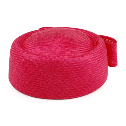 Sombrero Pillbox mujeres Jackie O de paja de Whiteley - Rojo Frambuesa