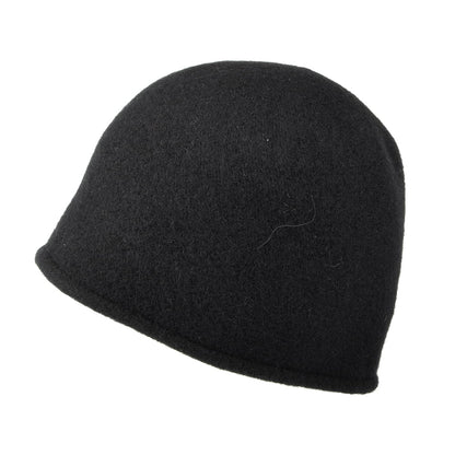 Sombrero Cloche con lazo de lana virgen de Seeberger - Negro