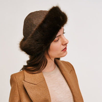 Sombrero Lara de piel sintética de Helen Moore - Marrón