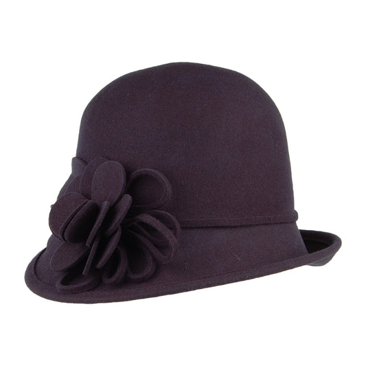 Sombrero Cloche Alice de fieltro de lana de Failsworth - Azul Marino