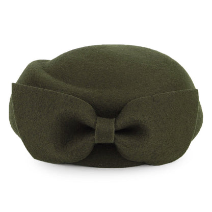 Sombrero Pillbox Avery de lana con lazo de Whiteley - Verde Musgo