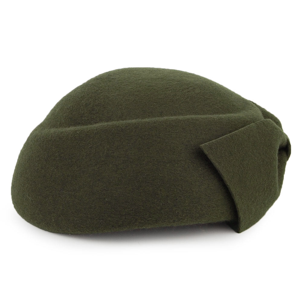 Sombrero Pillbox Avery de lana con lazo de Whiteley - Verde Musgo