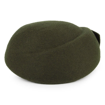 Sombrero Pillbox Avery de lana con lazo de Whiteley - Verde Musgo