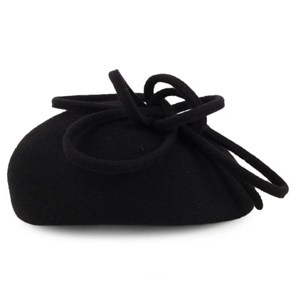 Sombrero Pillbox Rosey de lana con espiral de Whiteley - Negro