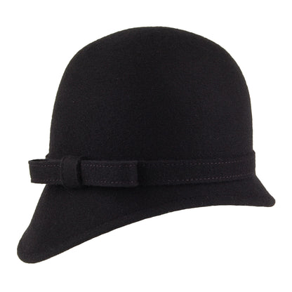 Sombrero Cloche Harper de lana con lazo de Whiteley - Negro