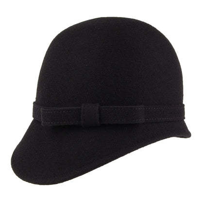 Sombrero Cloche Harper de lana con lazo de Whiteley - Negro