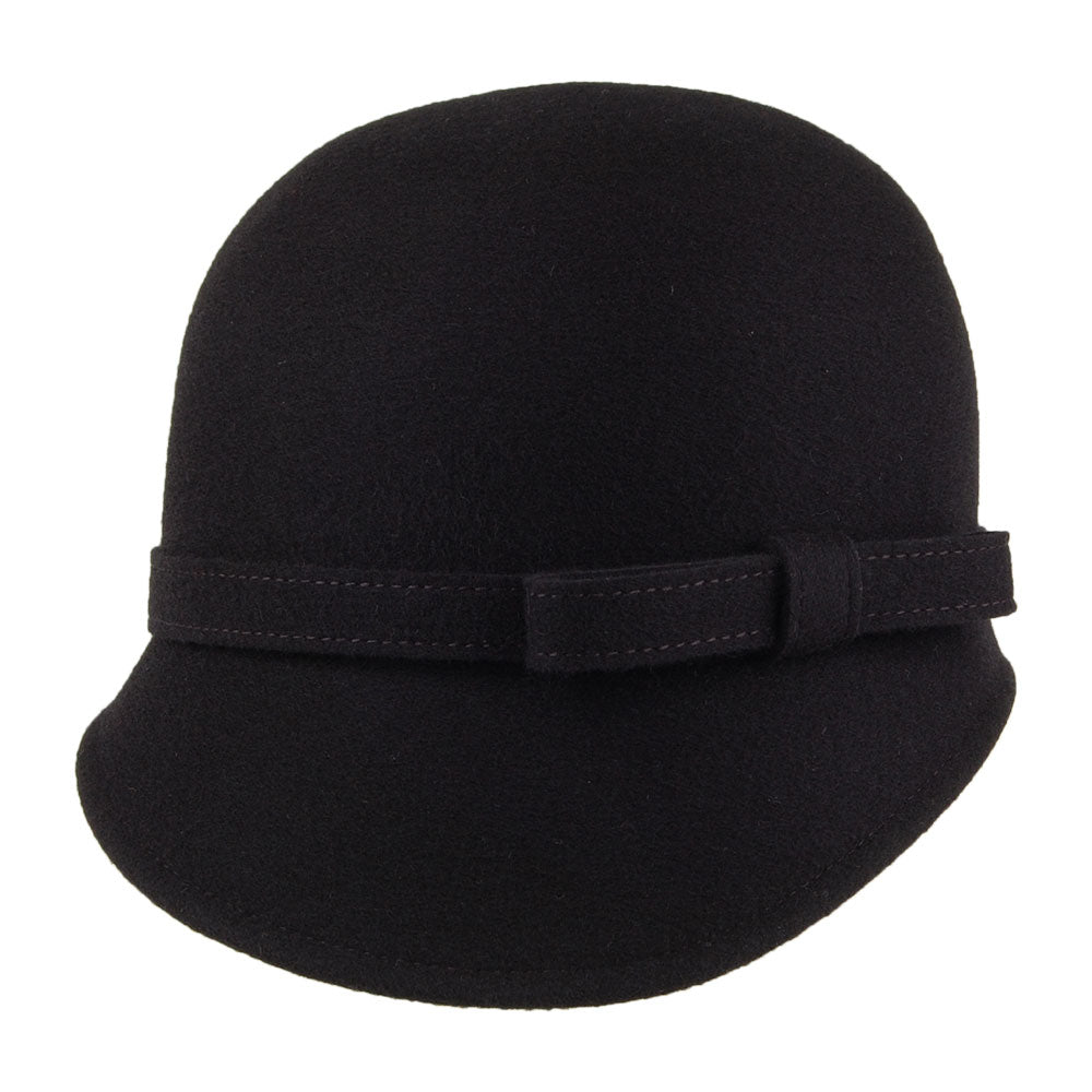 Sombrero Cloche Harper de lana con lazo de Whiteley - Negro
