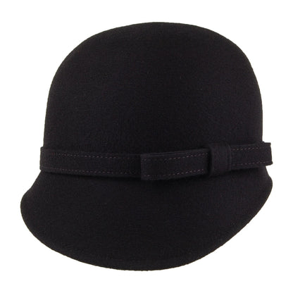 Sombrero Cloche Harper de lana con lazo de Whiteley - Negro