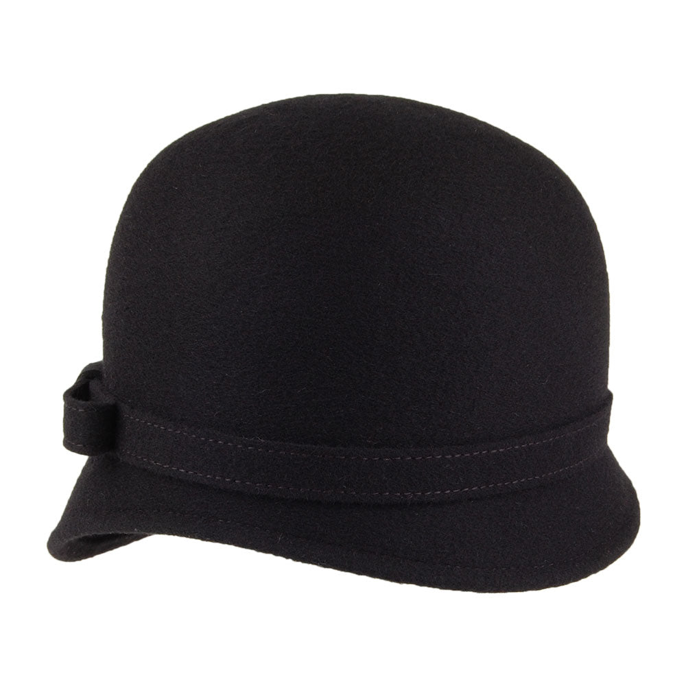 Sombrero Cloche Harper de lana con lazo de Whiteley - Negro