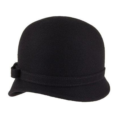 Sombrero Cloche Harper de lana con lazo de Whiteley - Negro