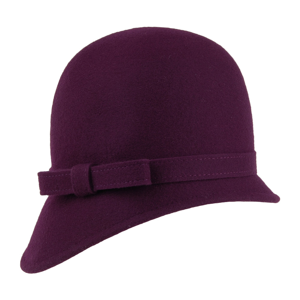 Sombrero Cloche Harper de lana con lazo de Whiteley - Mora