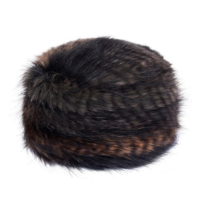 Sombrero Pillbox Invierno de piel sintética de Helen Moore - Marrón Codorniz