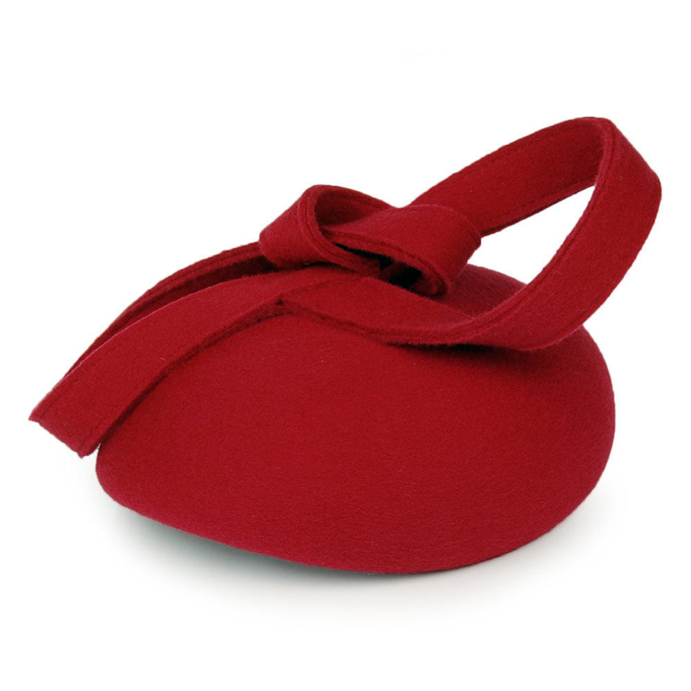 Sombrero Pillbox Carlita de lana con espiral de Whiteley - Rojo