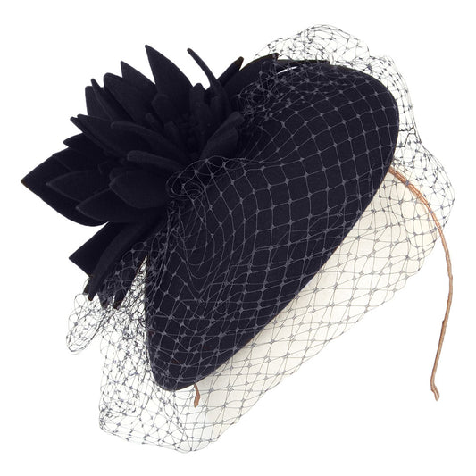 Sombrero Pillbox Miriam con velo de Failsworth - Azul Marino