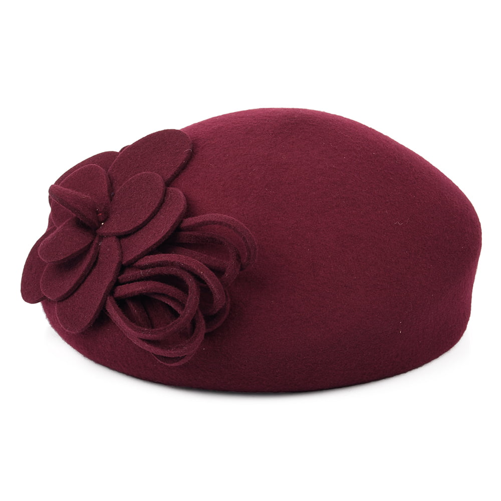 Sombrero Pillbox Flower de Failsworth - Merlot