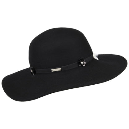 Sombrero flexible mujeres Flower de fieltro de lana de Seeberger - Negro