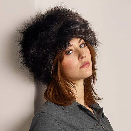 Sombrero Pillbox Invierno de piel sintética de Helen Moore - Negro Codorniz