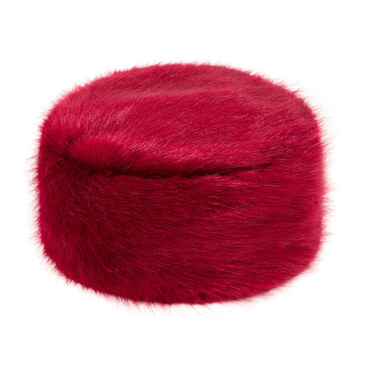 Sombrero Pillbox Invierno de piel sintética de Helen Moore - Carmin