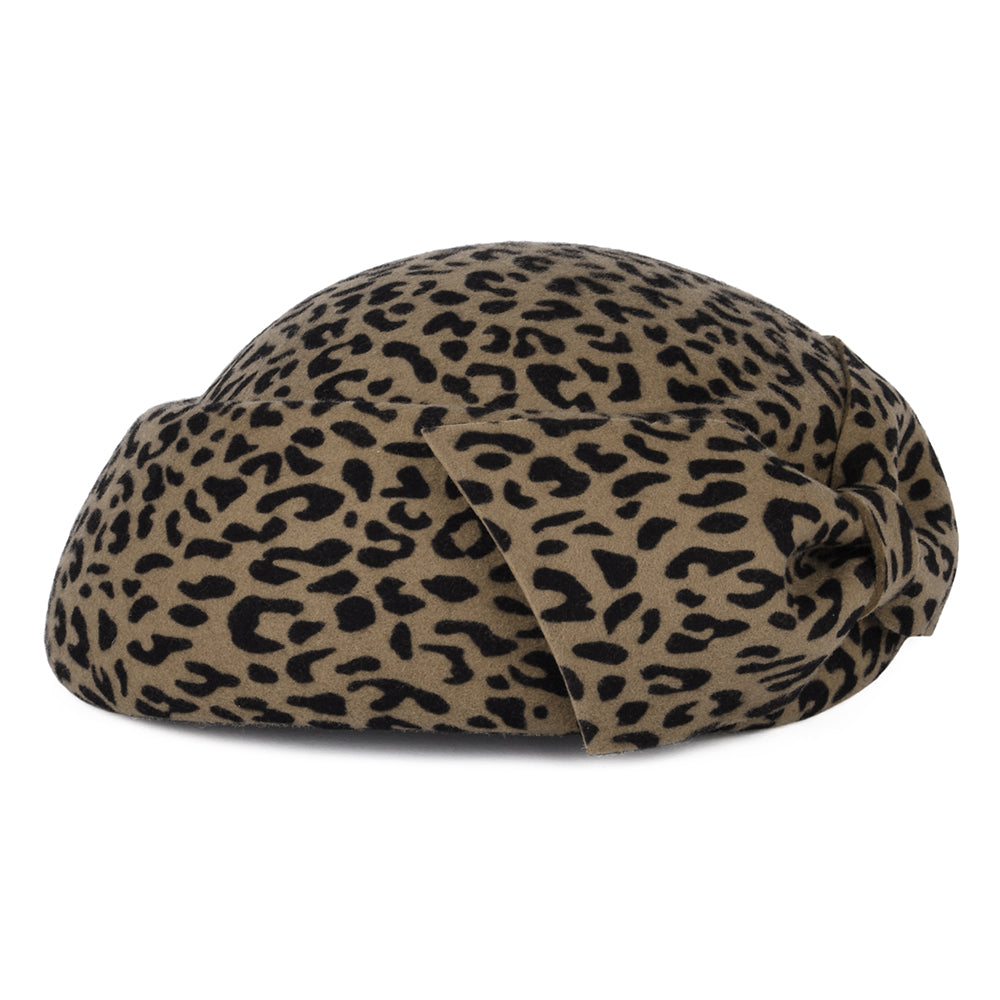 Sombrero Pillbox Avery de lana con lazo de Whiteley - Leopardo