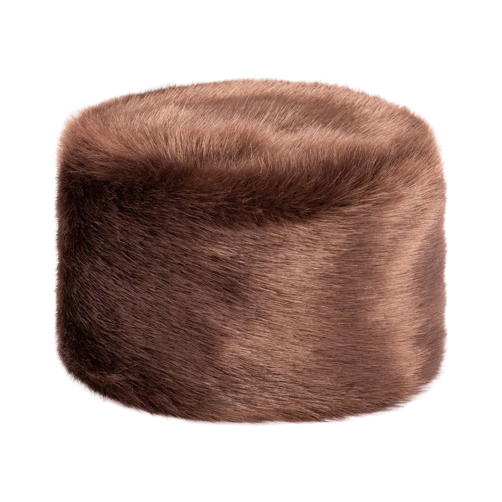 Sombrero Pillbox Invierno de piel sintética de Helen Moore - Marrón Castaño