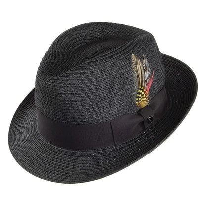 Sombrero Trilby Pinch Crown de paja de Jaxon & James - Negro