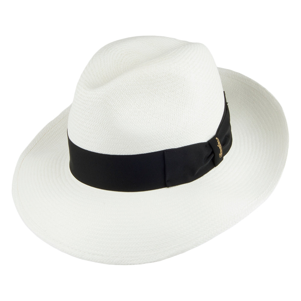Sombrero Fedora Panamá Fino con cinta decorativa negra de Borsalino - Decolorado