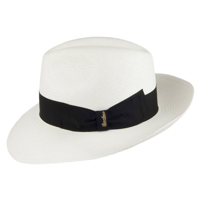Sombrero Fedora Panamá Fino con cinta decorativa negra de Borsalino - Decolorado