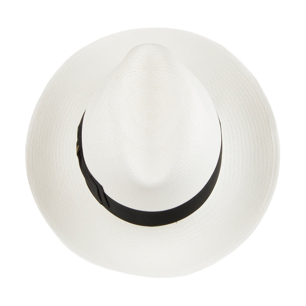 Sombrero Fedora Panamá Fino con cinta decorativa negra de Borsalino - Decolorado
