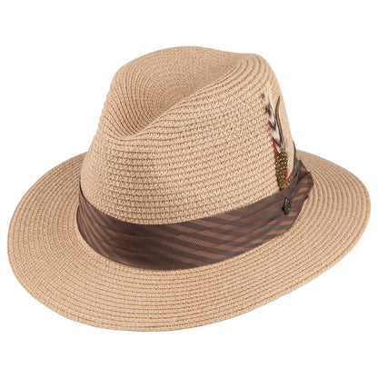 Sombrero Fedora de paja trenzada Toyo de Jaxon & James - Cappucino