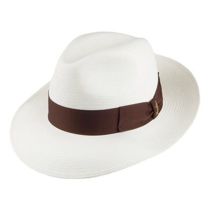 Sombrero Fedora Panamá cinta decorativa marrón de Borsalino-Blanqueado