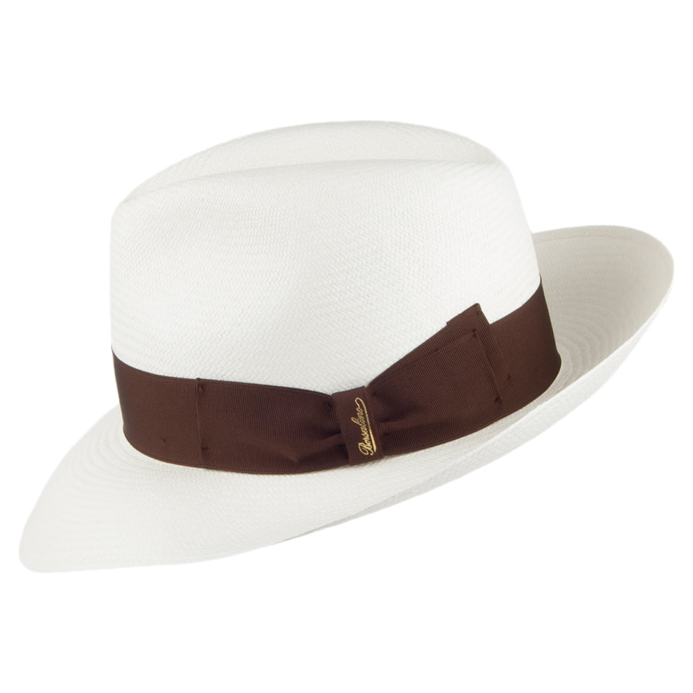 Sombrero Fedora Panamá cinta decorativa marrón de Borsalino-Blanqueado