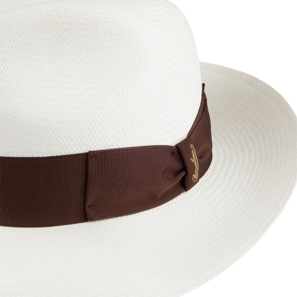 Sombrero Fedora Panamá cinta decorativa marrón de Borsalino-Blanqueado
