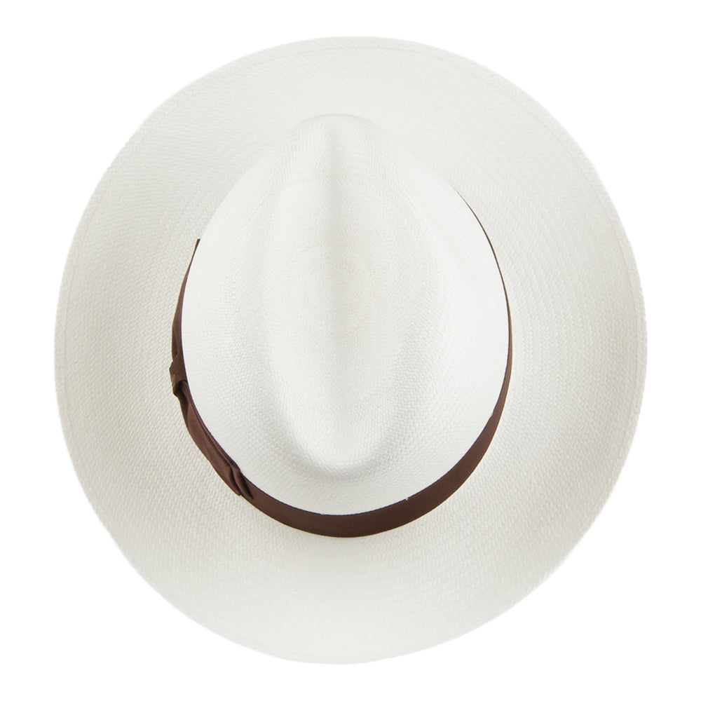 Sombrero Fedora Panamá cinta decorativa marrón de Borsalino-Blanqueado