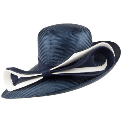 Sombrero de boda Ava de Whiteley - Azul Marino-Blanco