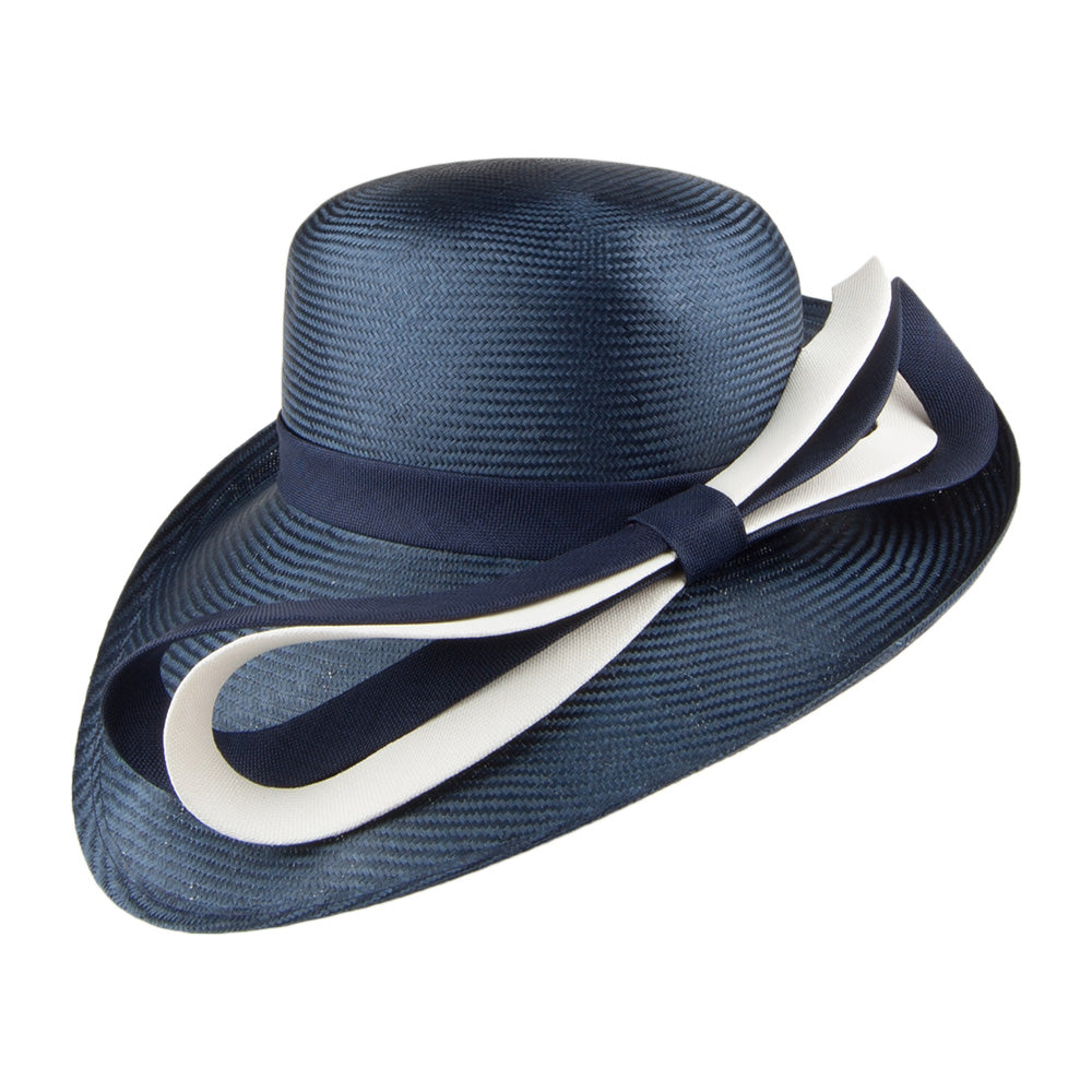 Sombrero de boda Ava de Whiteley - Azul Marino-Blanco