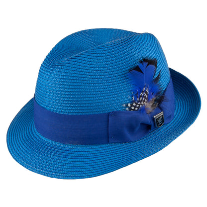 Sombrero Trilby Pinch Crown de paja toyo de Stacy Adams - Azul Real