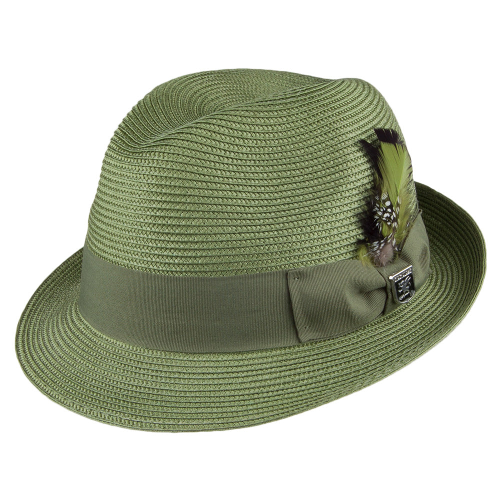 Sombrero Trilby Pinch Crown de paja toyo de Stacy Adams - Salvia