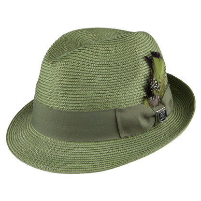Sombrero Trilby Pinch Crown de paja toyo de Stacy Adams - Salvia